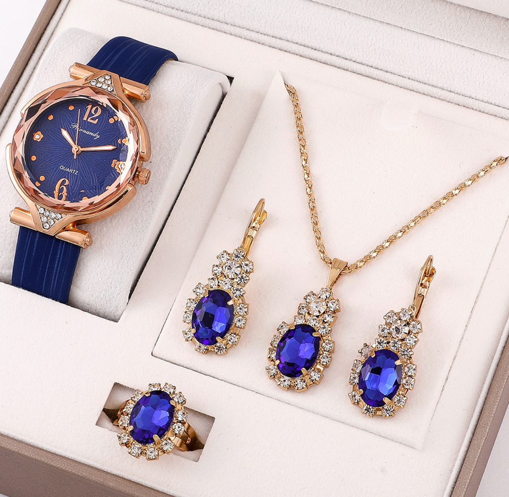 Luxurious Ladies Watch & Four-Piece Jewelry Set