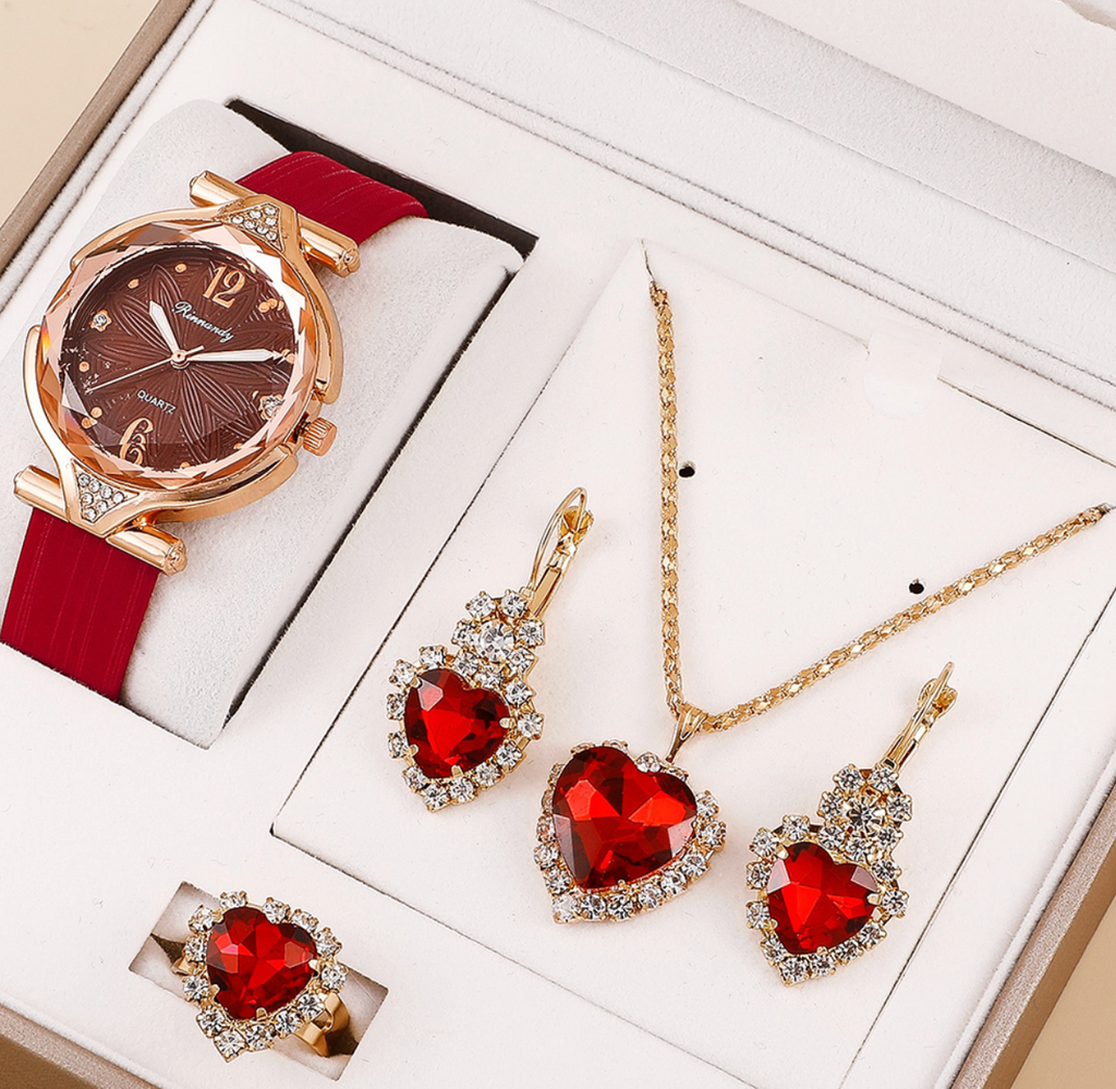 Luxurious Ladies Watch & Four-Piece Jewelry Set