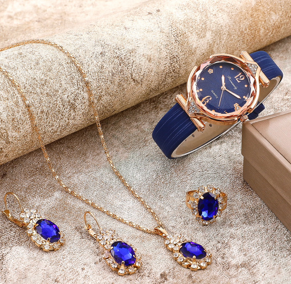 Luxurious Ladies Watch & Four-Piece Jewelry Set