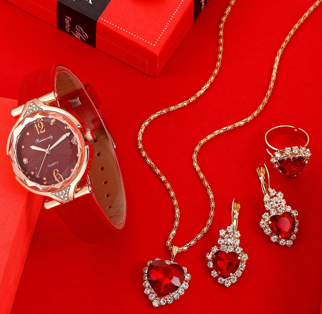 Luxurious Ladies Watch & Four-Piece Jewelry Set
