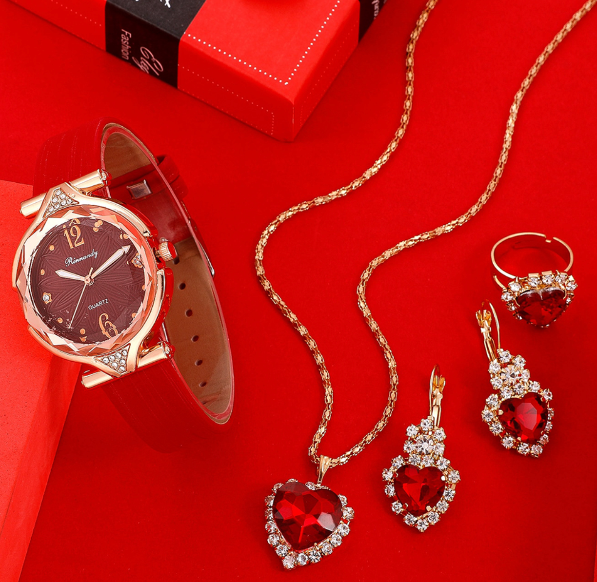 Luxurious Ladies Watch & Four-Piece Jewelry Set