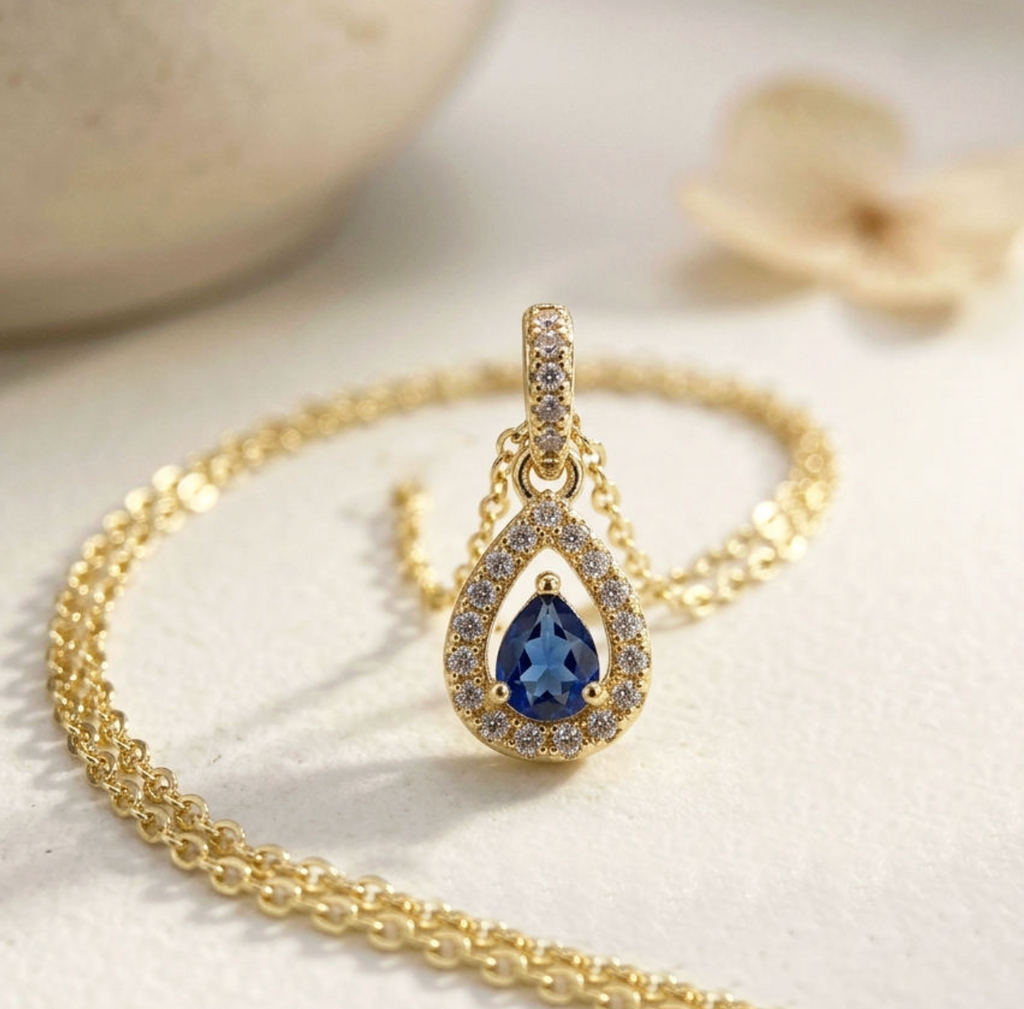 2026 Gold-Plated Pear Design White Stone Jewelry