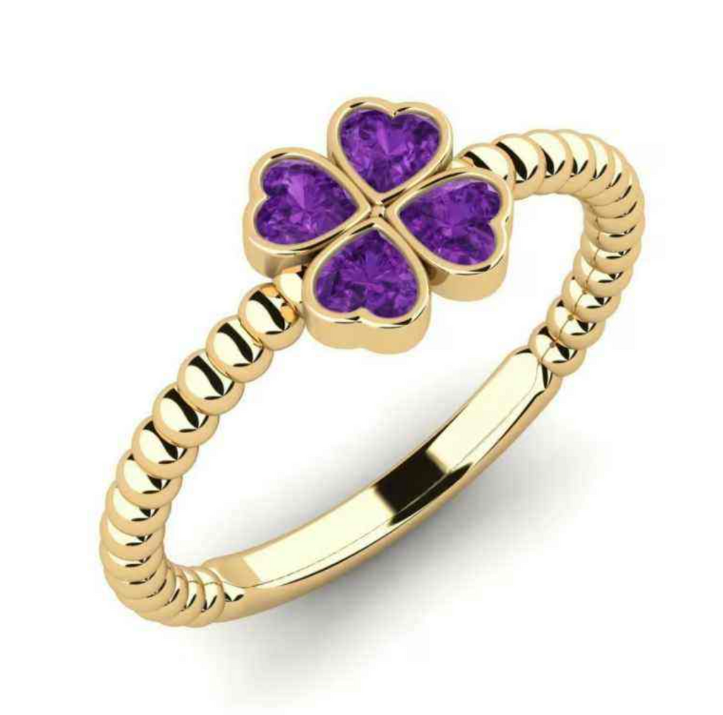 Purple Heart Zircon Four-Leaf Clover Jewelry