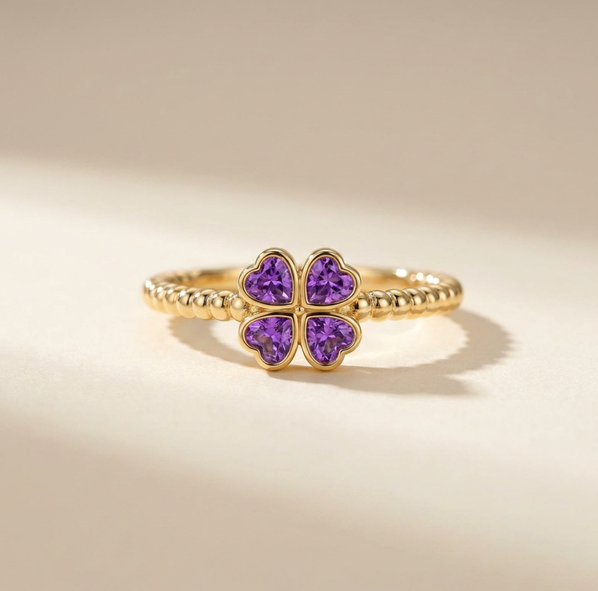 Purple Heart Zircon Four-Leaf Clover Jewelry