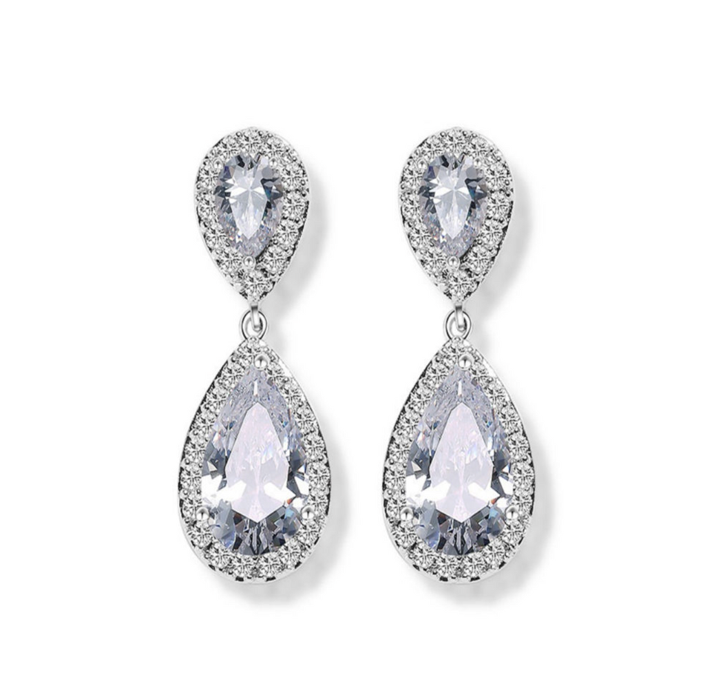 Double Teardrop Pave Zircon Halo Jewelry