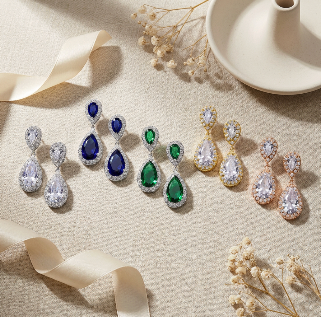 Double Teardrop Pave Zircon Halo Jewelry