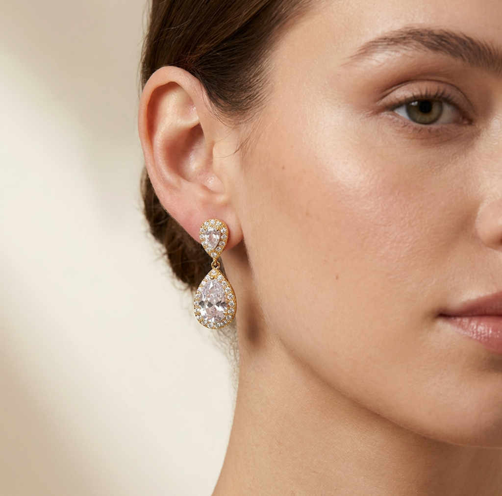 Double Teardrop Pave Zircon Halo Jewelry