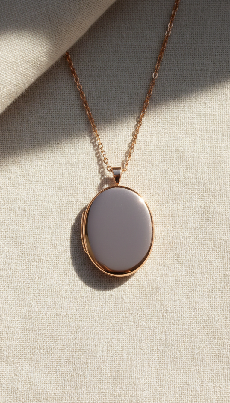 Oval Locket Necklace in Rose Gold